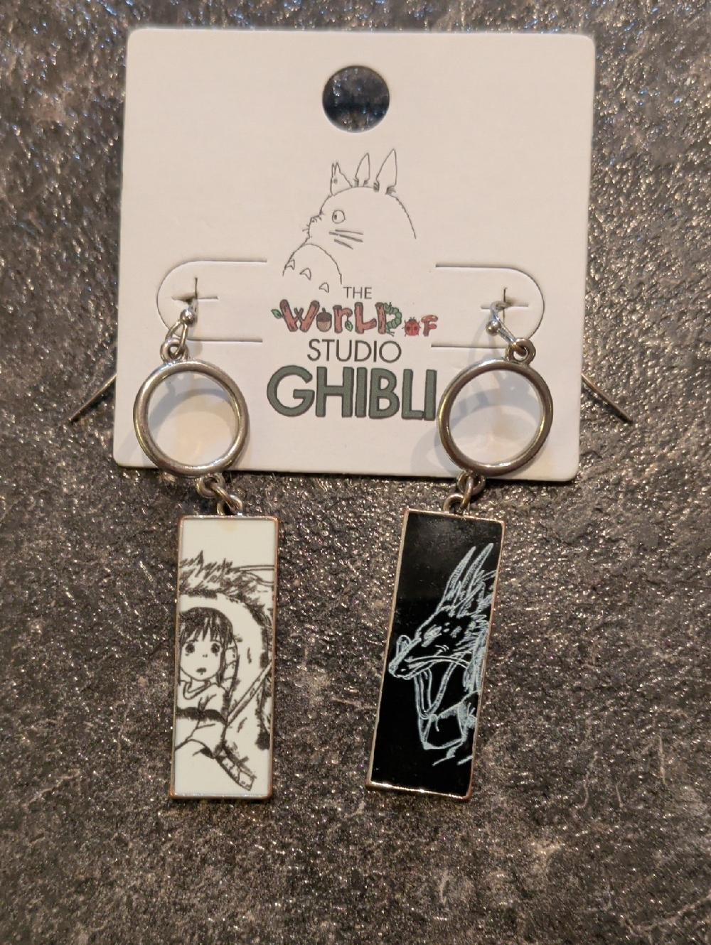Studio Ghibli Black & White Anime Drop Earrings